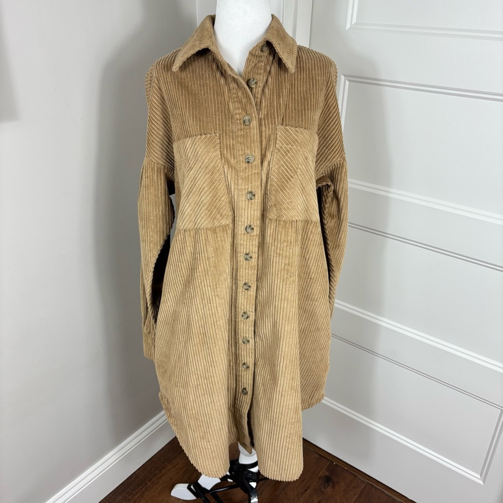 NWT byTiMo‎ Corduroy Puff Sleeve Shirt Dress Size XS
